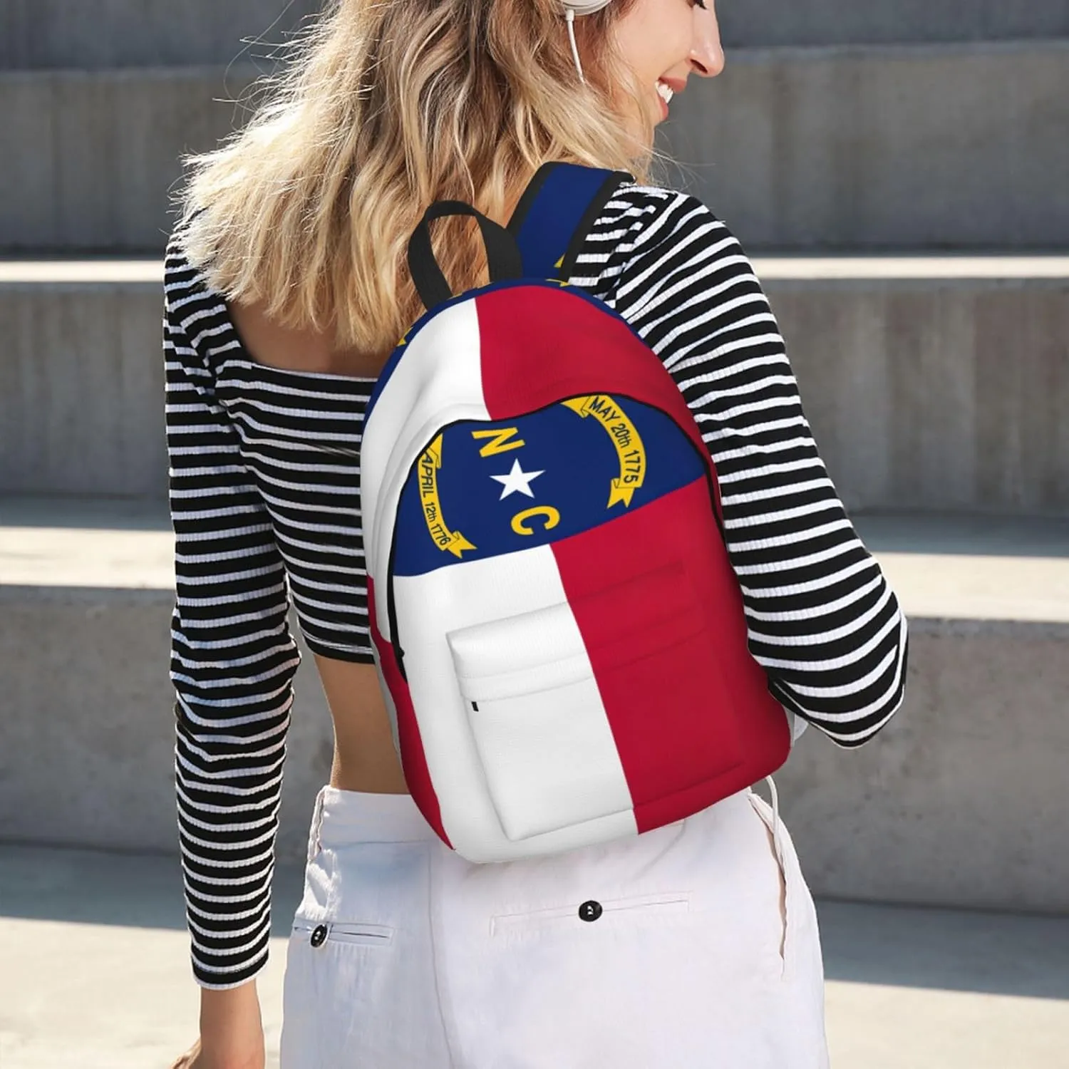 North Carolina state flag print Large Laptop Backpack for Women, Work Business Backpacks College Bookbag for School