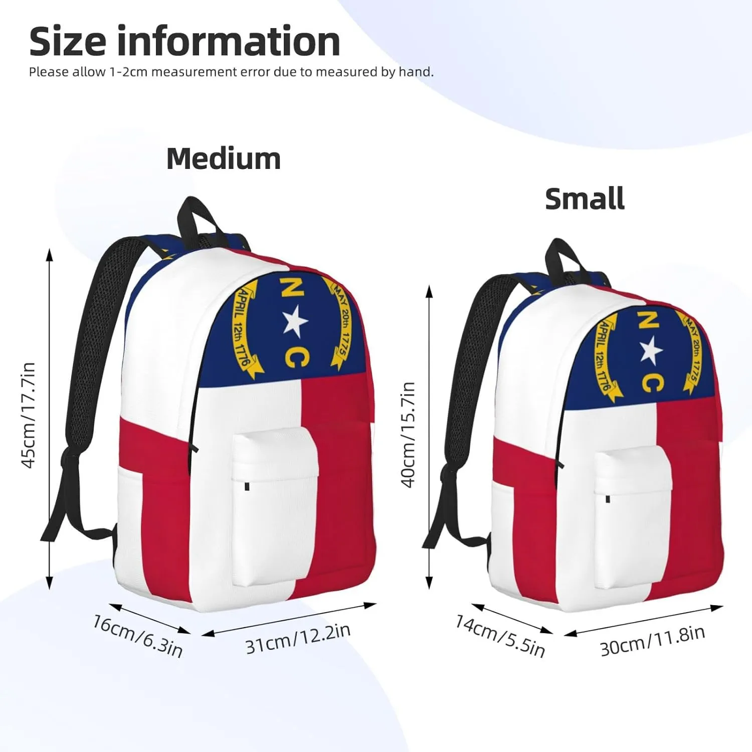 North Carolina state flag print Large Laptop Backpack for Women, Work Business Backpacks College Bookbag for School