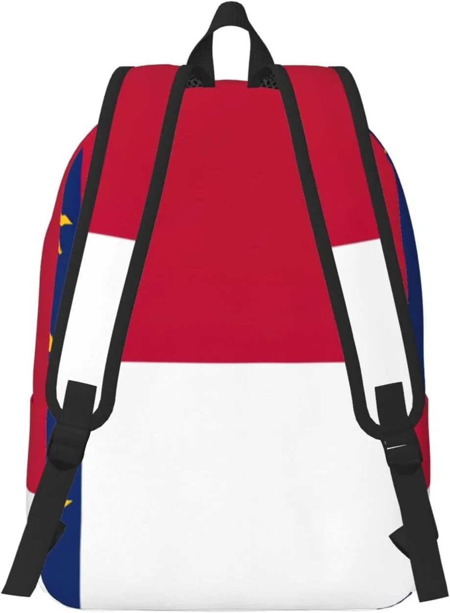 North Carolina State Flag Print Vintage Canvas Backpack,Travel Bag,Stylish And Lightweight With Multiple Pockets