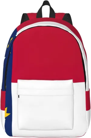 North Carolina State Flag Print Vintage Canvas Backpack,Travel Bag,Stylish And Lightweight With Multiple Pockets