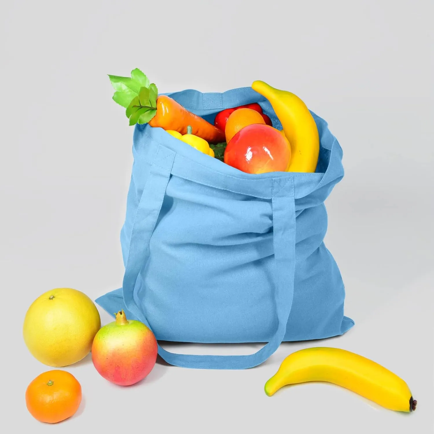 NPBAG 15 Pack 15'' X 16'' Baby Blue Cotton Tote Bags, Blank Bulk Cloth bags with 1pc of PTFE Teflon Sheet
