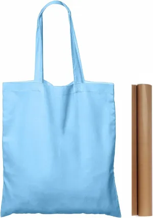 NPBAG 15 Pack 15'' X 16'' Baby Blue Cotton Tote Bags, Blank Bulk Cloth bags with 1pc of PTFE Teflon Sheet