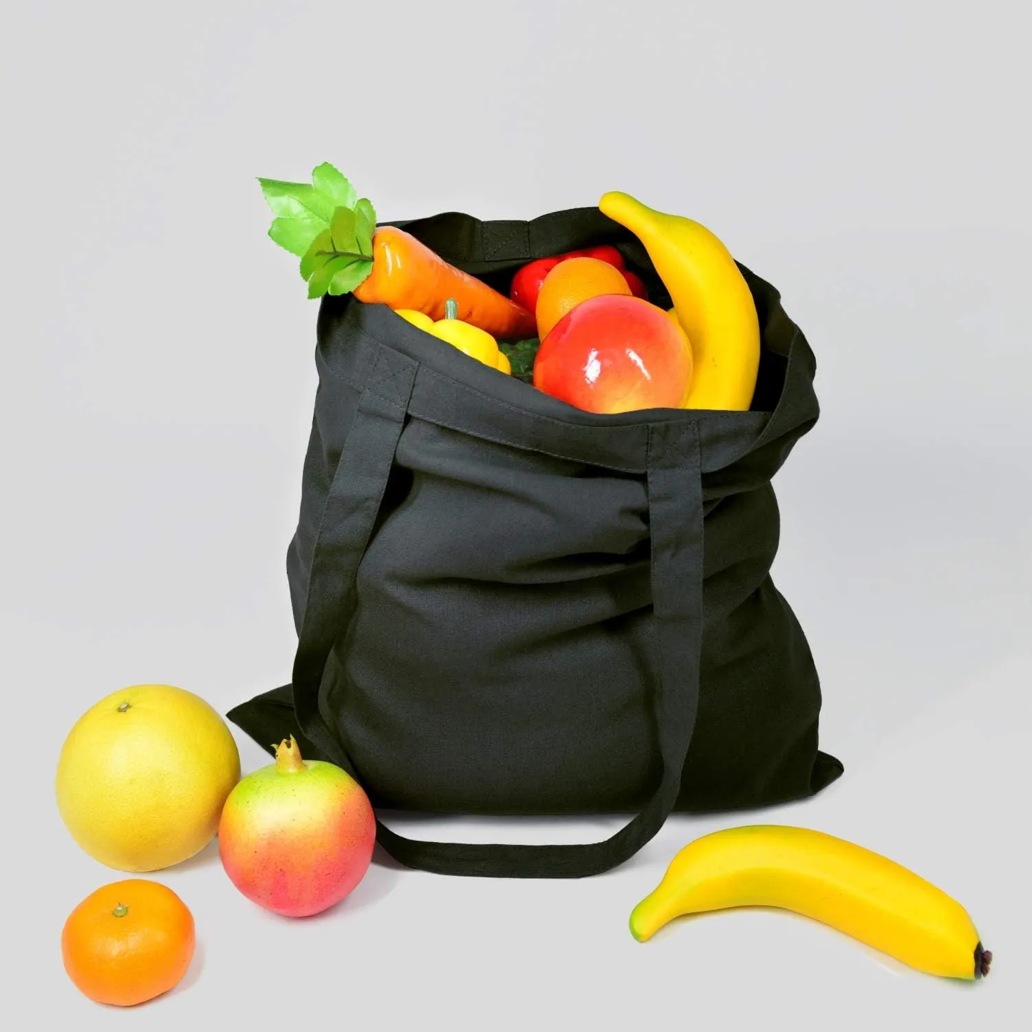 NPBAG 5 Pack 15'' X 16'' Black Cotton Tote Bags, Lightweight Blank Bulk Cloth bags with 1pc of PTFE Teflon Sheet