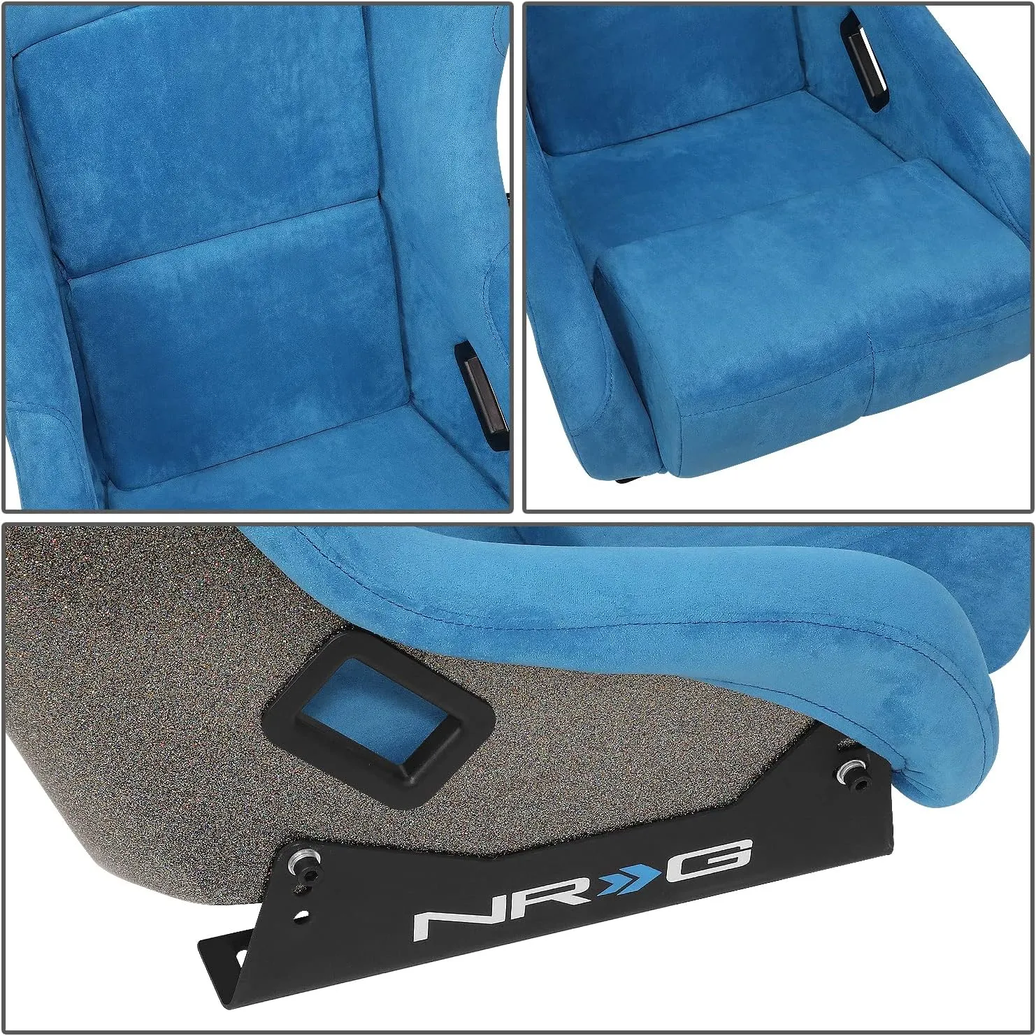 NRG Innovations NRG-FRP-303BL-ULTRA Universal Prisma Ultra Fixed Back Bucket Racing Seat for 6-Point Harnesses,Size M,Blue/Gold Glitter,22" W X 34" H X 21" D