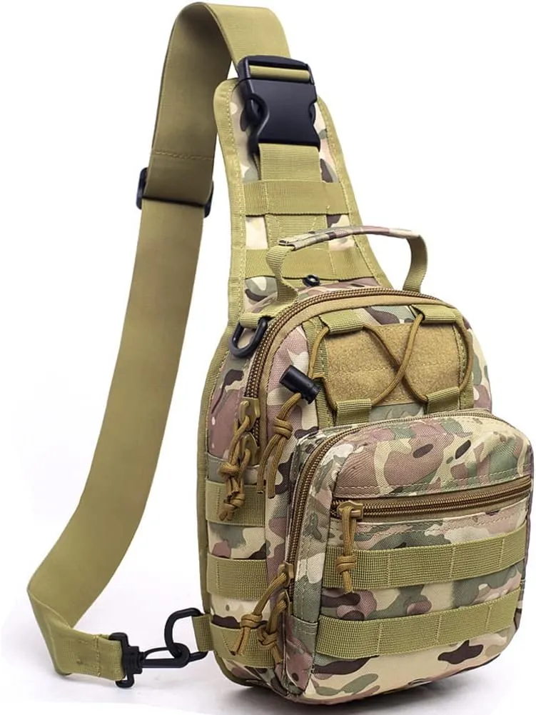 NuCamper Tactical Sling Bag Pack Military Rover Shoulder Backpack Molle Assault Range Bags Men's Chest Pack for Hiking,Travel (CP)