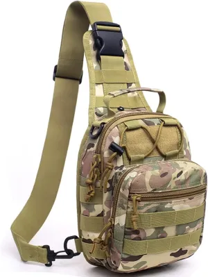 NuCamper Tactical Sling Bag Pack Military Rover Shoulder Backpack Molle Assault Range Bags Men's Chest Pack for Hiking,Travel (CP)