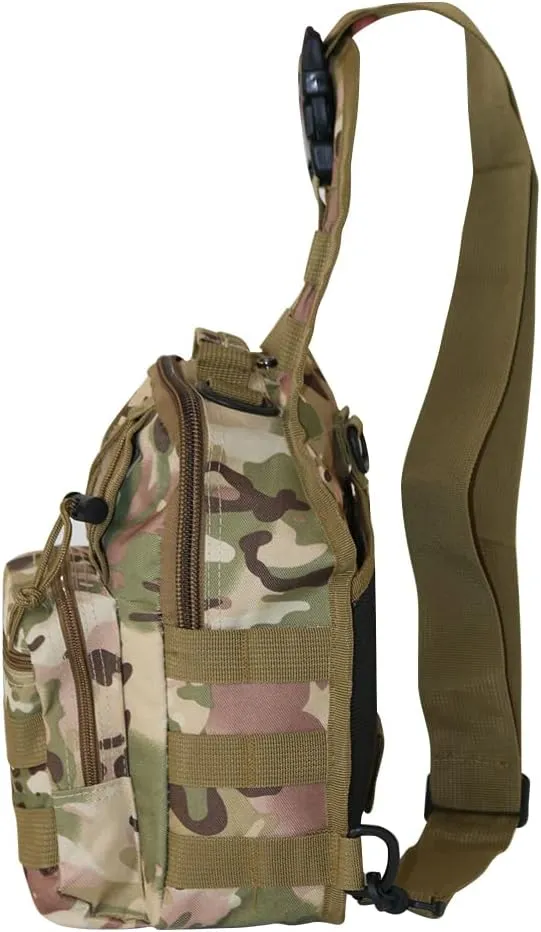 NuCamper Tactical Sling Bag Pack Military Rover Shoulder Backpack Molle Assault Range Bags Men's Chest Pack for Hiking,Travel (CP)