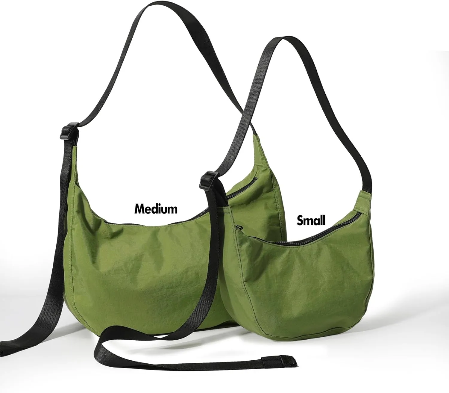 Nylon Crescent Bag - Casual Shoulder Crossbody with Adjustable Strap & Dual Interior Pockets