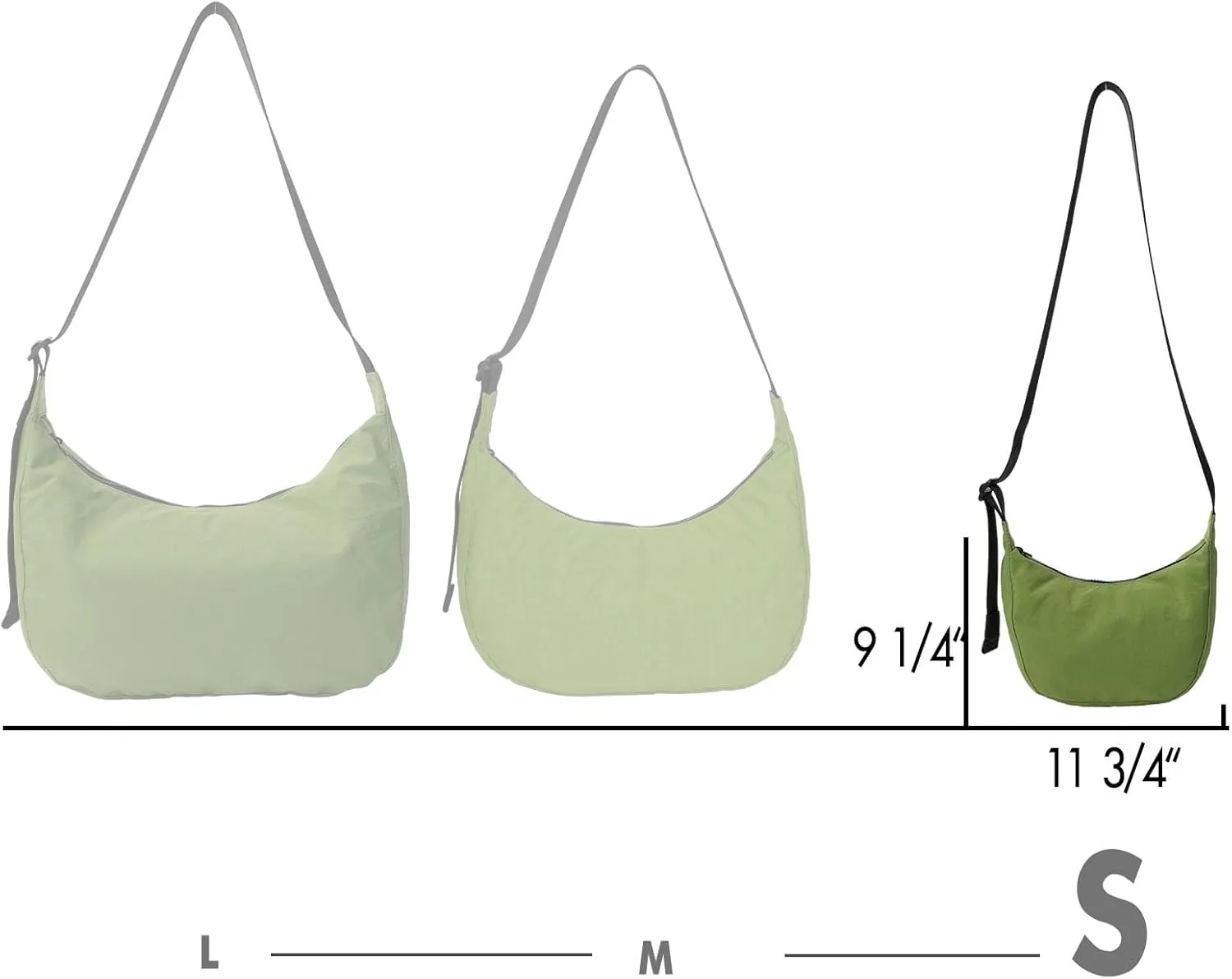 Nylon Crescent Bag - Casual Shoulder Crossbody with Adjustable Strap & Dual Interior Pockets
