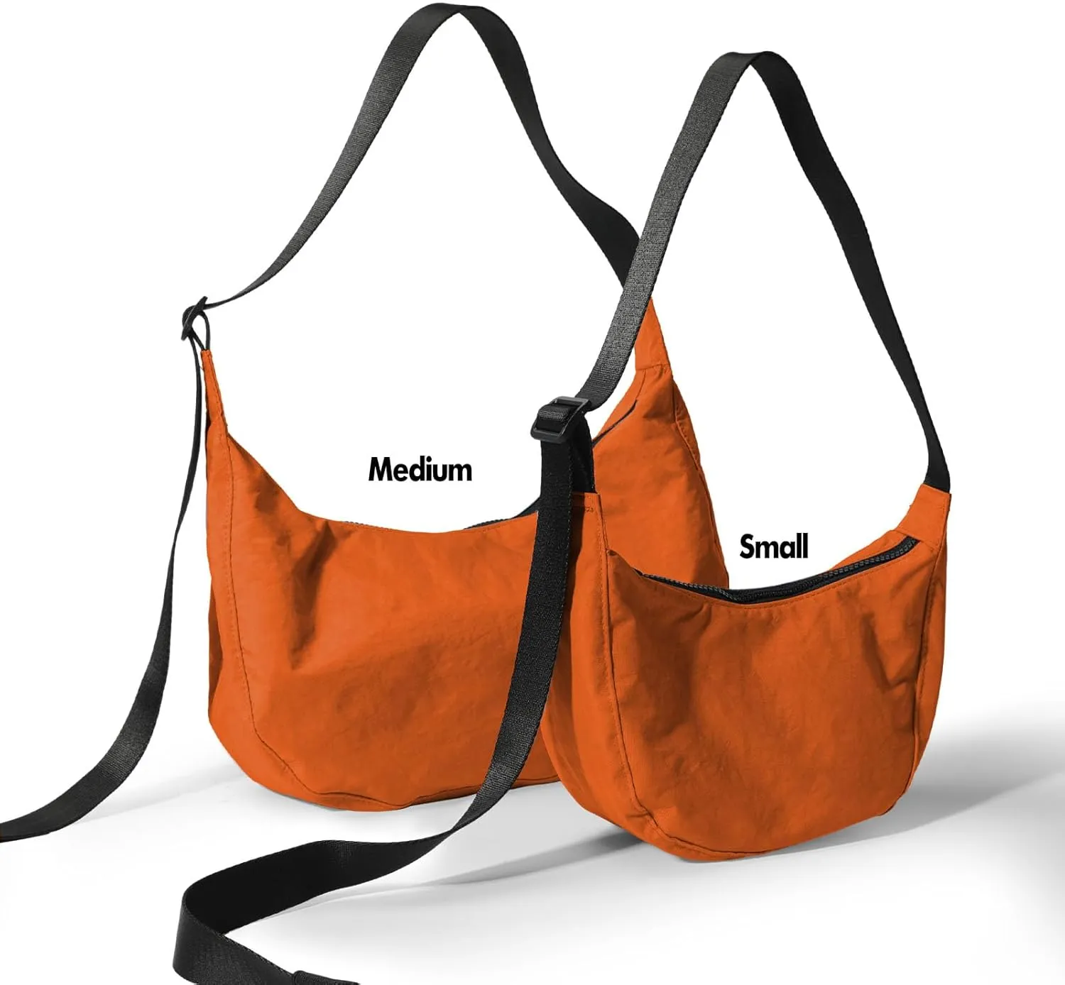 Nylon Crescent Bag - Casual Shoulder Crossbody with Adjustable Strap & Dual Interior Pockets