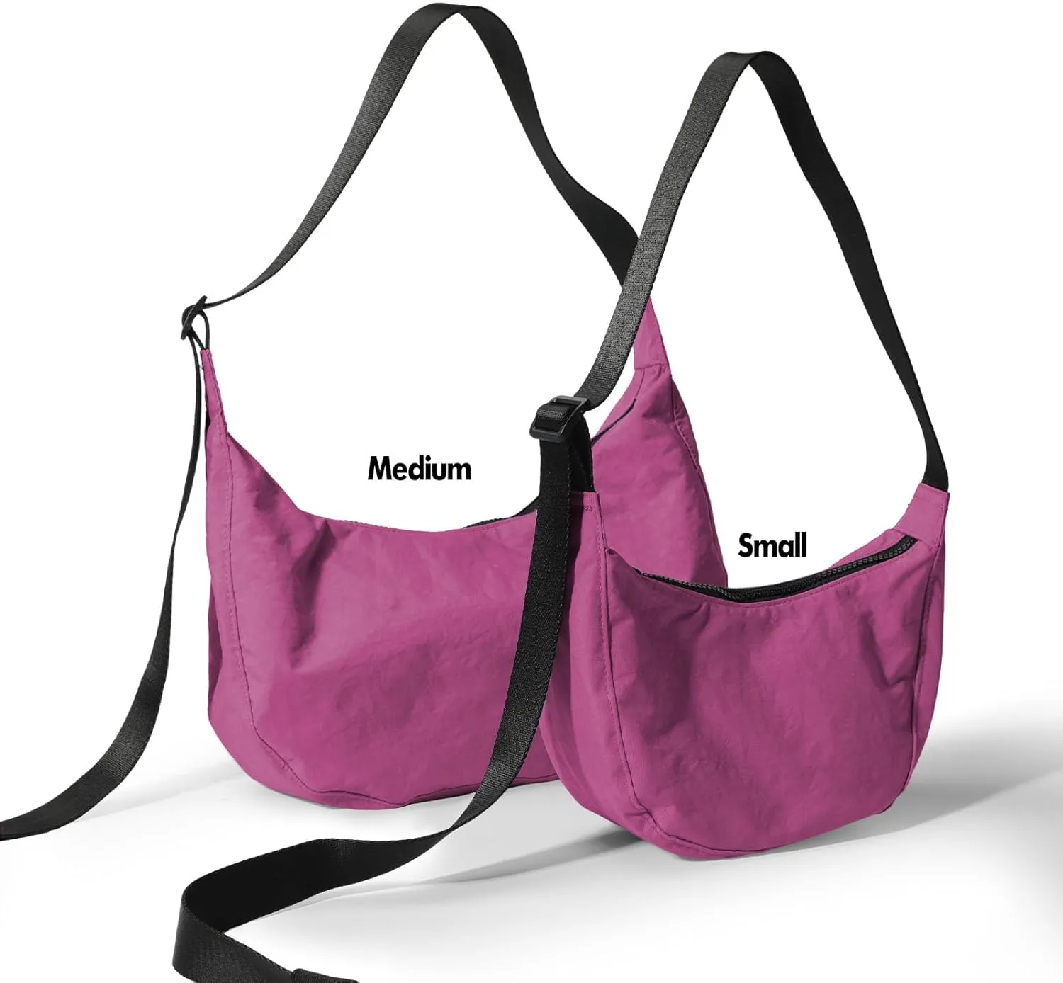 Nylon Crescent Bag - Casual Shoulder Crossbody with Adjustable Strap & Dual Interior Pockets