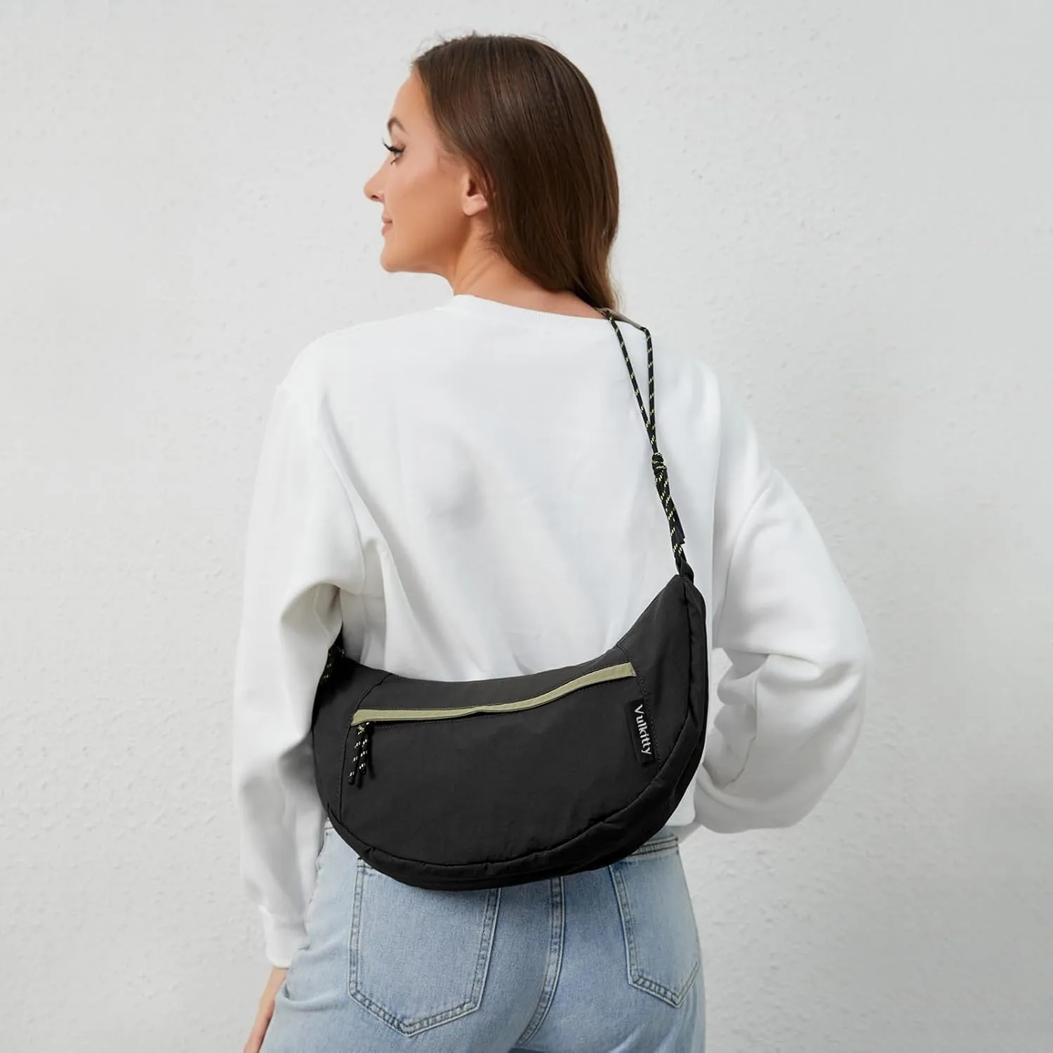 Nylon Crescent Bag Crossbody, Casual Sling Bag Half Moon Hobo Purse For Women Men