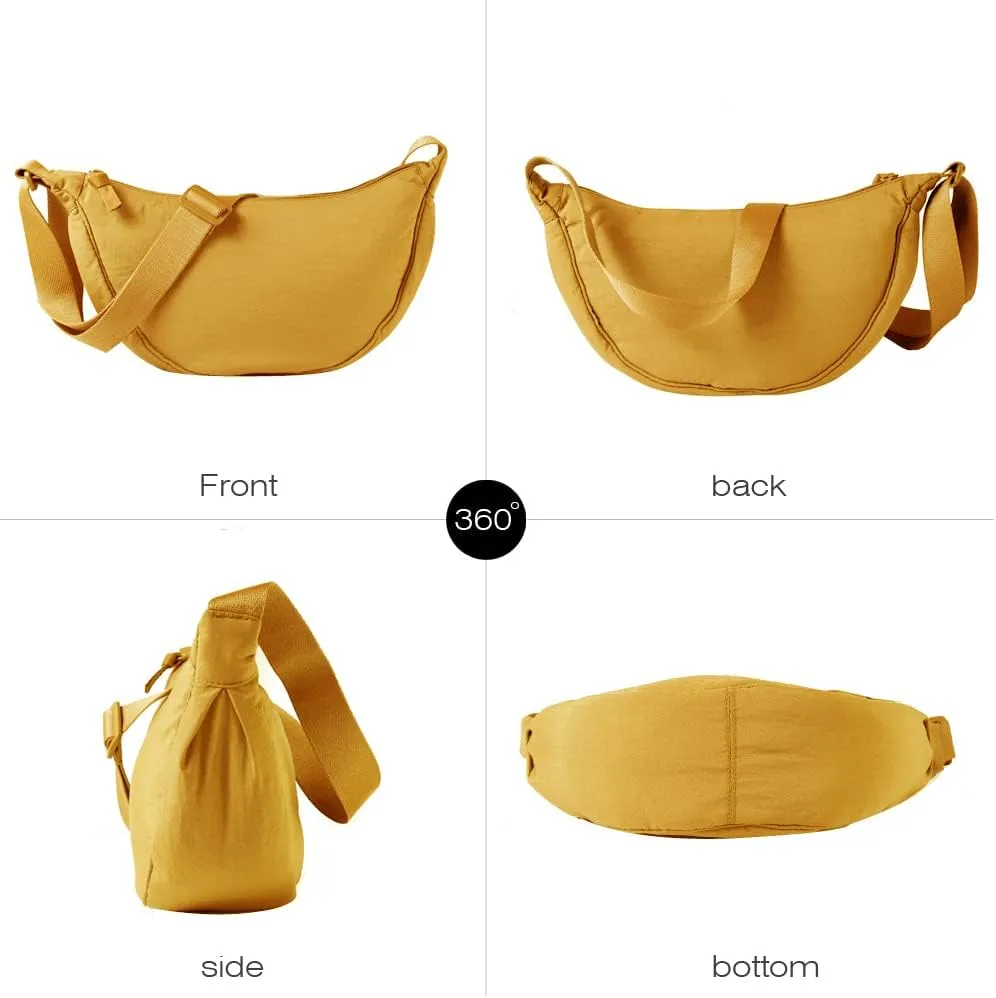 Nylon Crescent Crossbody Bag for Women Men Fanny Pack Crossbody Bag Dumpling Lightweight Travel Sling Bag