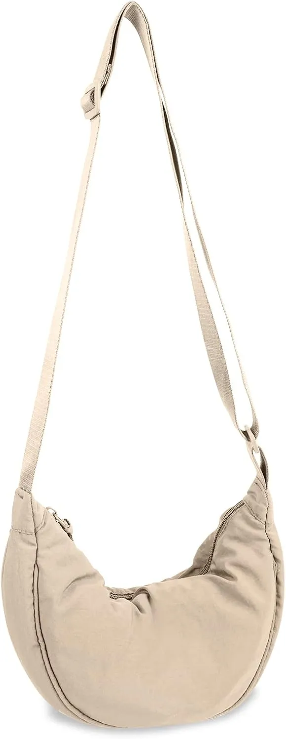 Nylon Crescent Crossbody Bag for Women Purses Trendy Men,Small Travel Sling Bag Hobo
