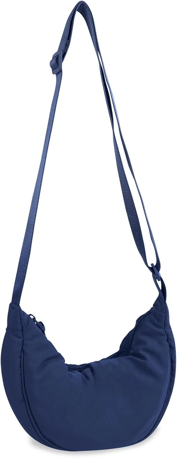 Nylon Crescent Crossbody Bag for Women Purses Trendy Men,Small Travel Sling Bag Hobo