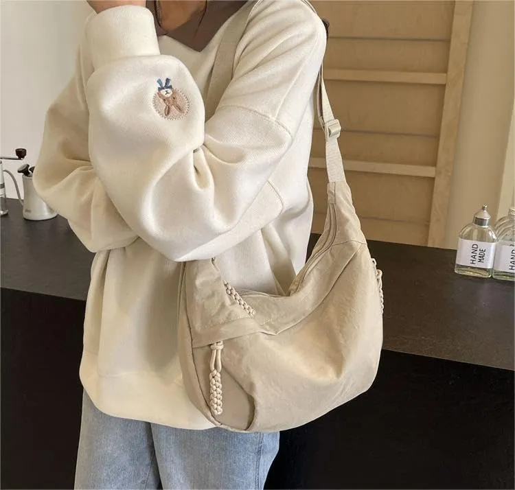 Nylon Crescent Crossbody Bag for Women Shoulder Tote Handbag Casual Sling Bag Dumpling Purse Bag for Outdoor Travel