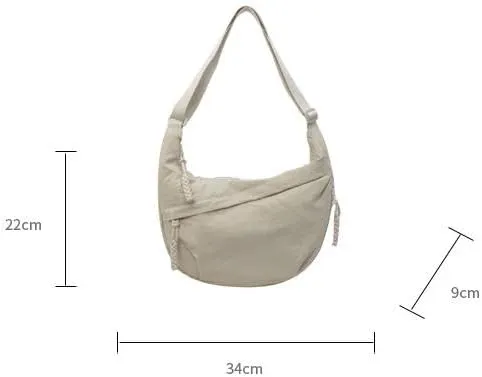 Nylon Crescent Crossbody Bag for Women Shoulder Tote Handbag Casual Sling Bag Dumpling Purse Bag for Outdoor Travel