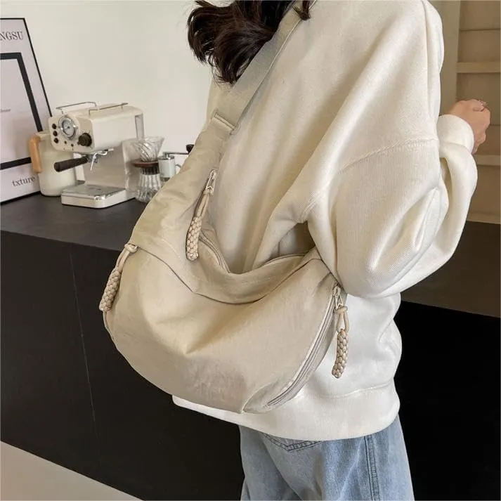 Nylon Crescent Crossbody Bag for Women Shoulder Tote Handbag Casual Sling Bag Dumpling Purse Bag for Outdoor Travel