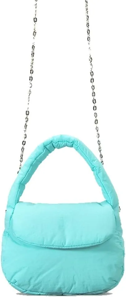 Nylon Handbags for Women Cute Candy Color Crossbody Bags for Women with Chain Quilted Satchel Clutch and Purse Saddle Bag