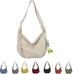 Nylon Hobo Crescent Crossbody Bag for Women,Dumpling Bag Moon Shoulder Bag