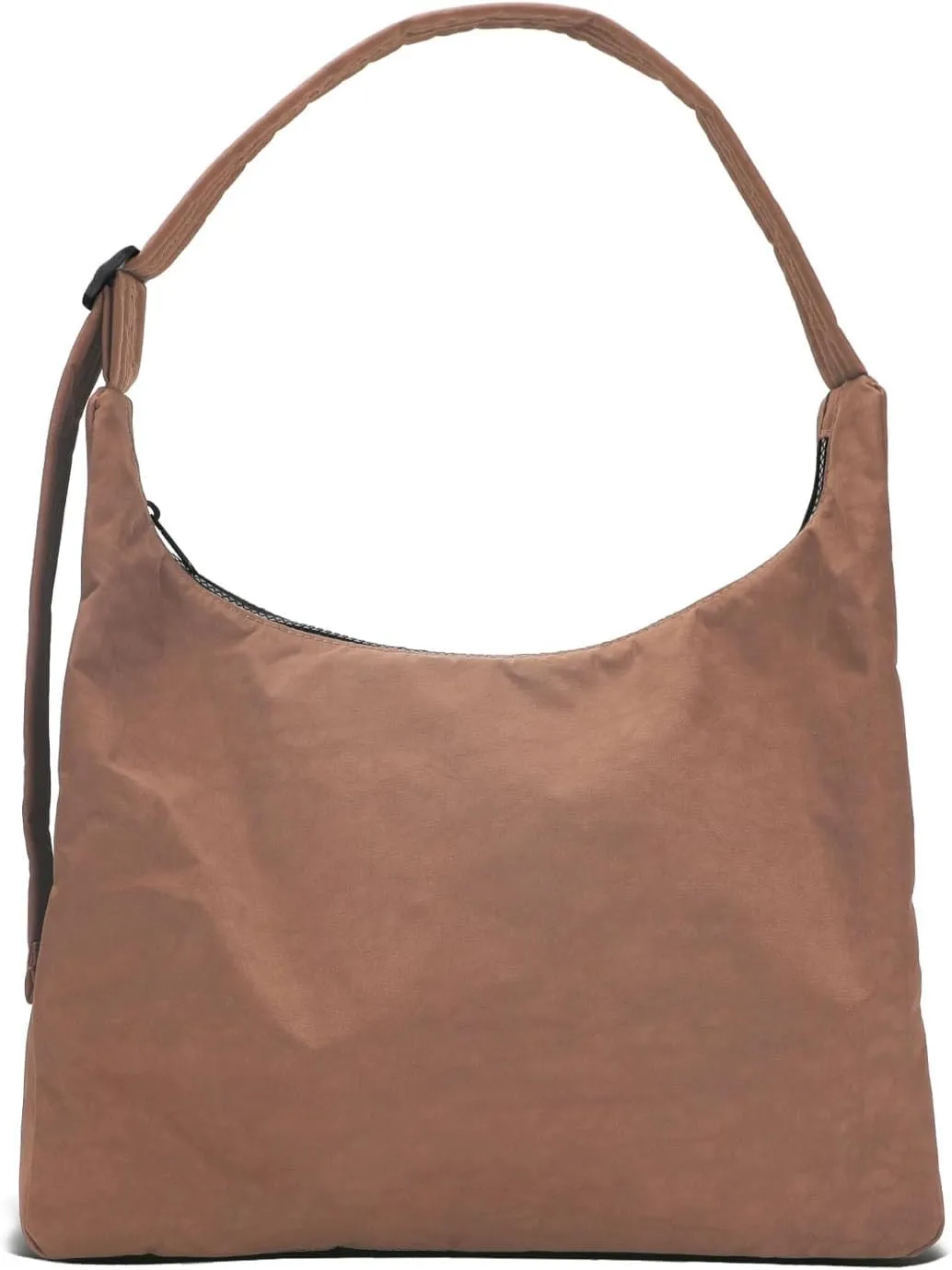 Nylon Shoulder Bag - Adjustable Quilted Strap, Structured Slouchy Design with Interior Zip Pocket