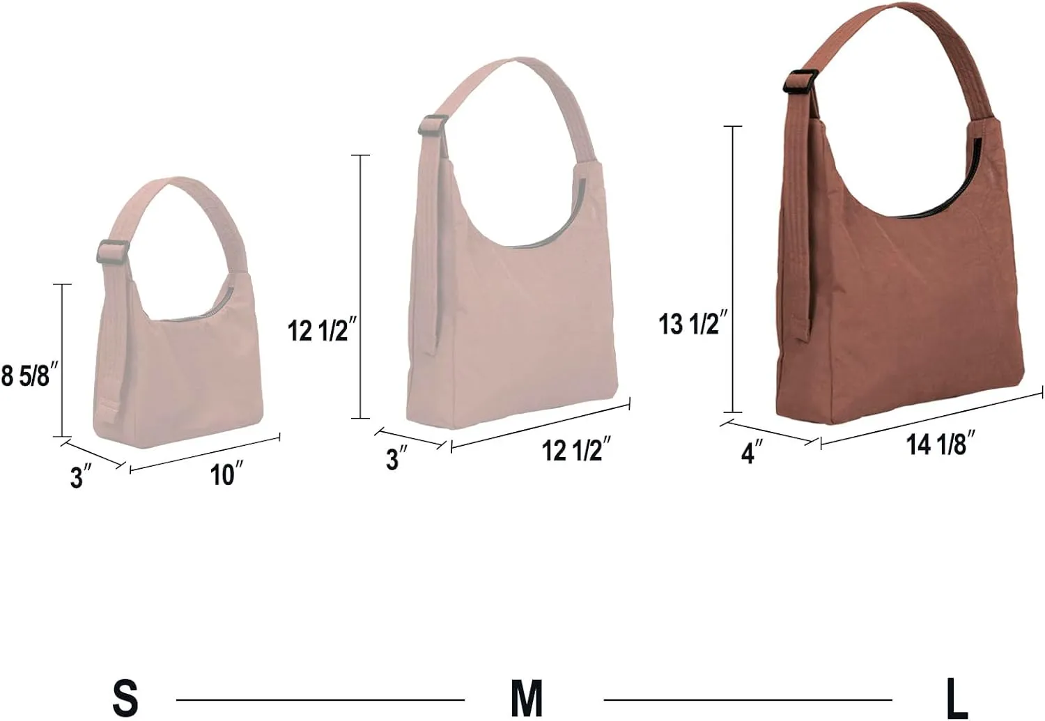 Nylon Shoulder Bag - Adjustable Quilted Strap, Structured Slouchy Design with Interior Zip Pocket