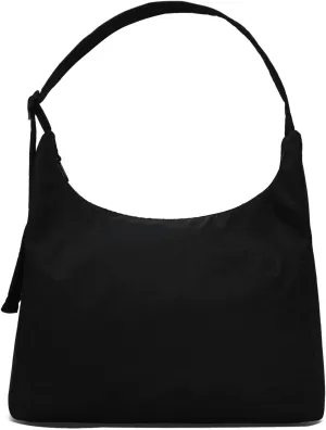 Nylon Shoulder Bag - Adjustable Quilted Strap, Structured Slouchy Design with Interior Zip Pocket