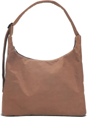 Nylon Shoulder Bag - Adjustable Quilted Strap, Structured Slouchy Design with Interior Zip Pocket