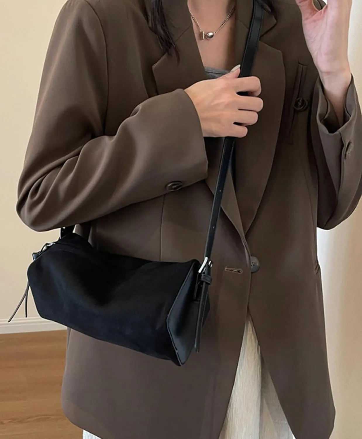Obosoyo Trendy Brown Suede Bag Women 2024 Handbag Small Fall Boston Bag Adjustable Shoulder Bag Retro Colors Purses