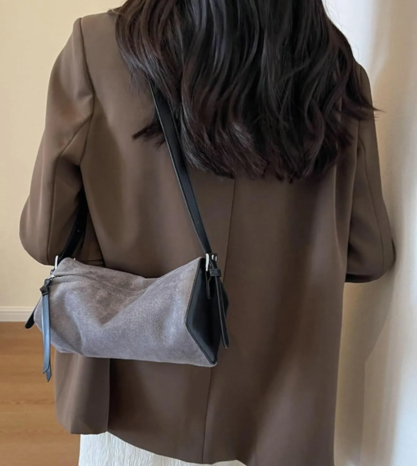 Obosoyo Trendy Brown Suede Bag Women 2024 Handbag Small Fall Boston Bag Adjustable Shoulder Bag Retro Colors Purses