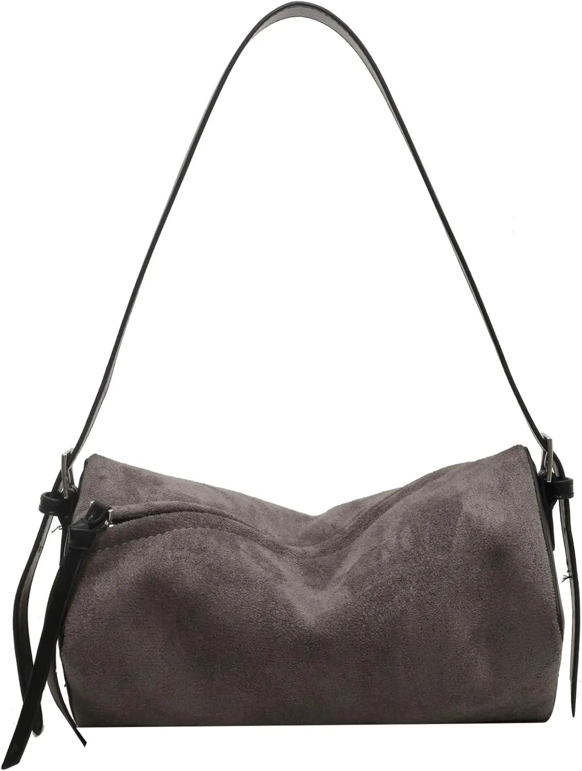 Obosoyo Trendy Brown Suede Bag Women 2024 Handbag Small Fall Boston Bag Adjustable Shoulder Bag Retro Colors Purses