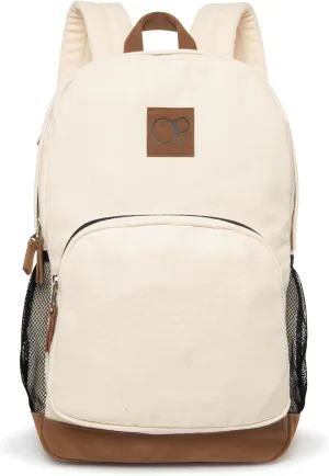 Ocean Pacific La Playa Soft Cotton Canvas Backpack for Travel, Sports, Beach, Work, Casual Daily Pack for Men Women Fits 15.6 Inch Laptop (Beach)