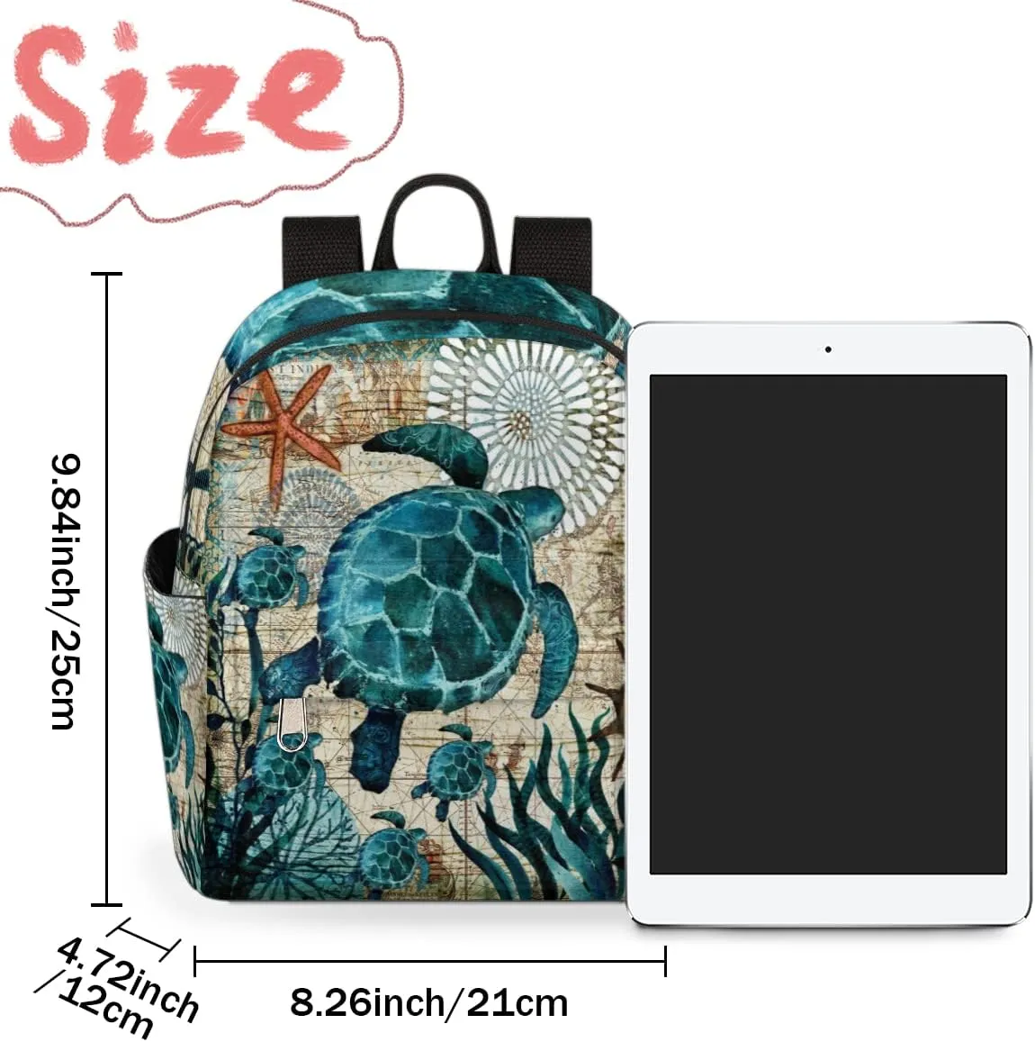 Ocean Turtle Mini Backpack Purse for Women, Sea Turtles Lightweight Small Backpack Casual Travel Bag Daypack for Girls Children Teens Adult School Backpack