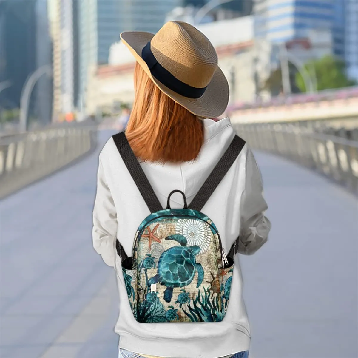 Ocean Turtle Mini Backpack Purse for Women, Sea Turtles Lightweight Small Backpack Casual Travel Bag Daypack for Girls Children Teens Adult School Backpack