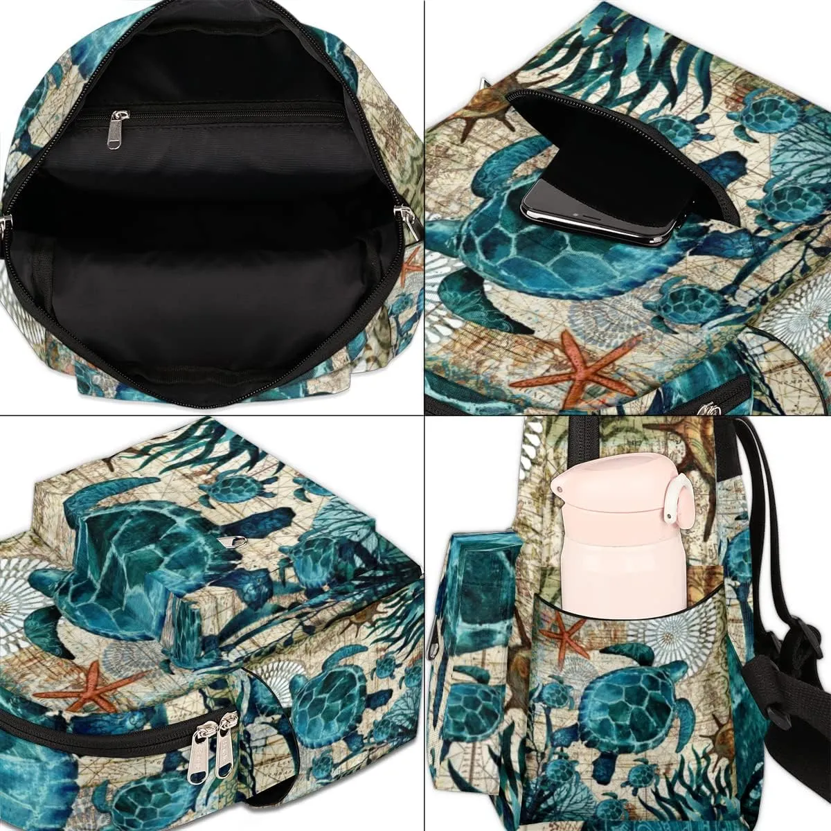 Ocean Turtle Mini Backpack Purse for Women, Sea Turtles Lightweight Small Backpack Casual Travel Bag Daypack for Girls Children Teens Adult School Backpack