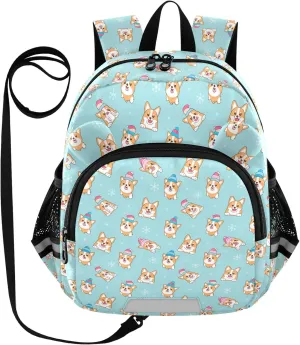 ODAWA Children's Leash Backpacks Cute Dogs Blue Kid Backpacks, Kindergarten Backpack for Boys