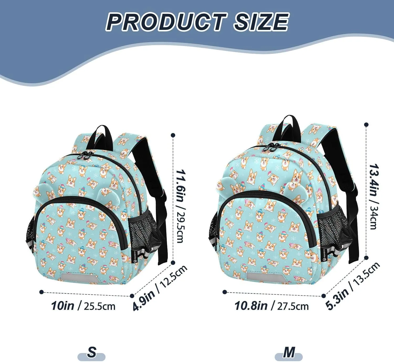 ODAWA Children's Leash Backpacks Cute Dogs Blue Kid Backpacks, Kindergarten Backpack for Boys