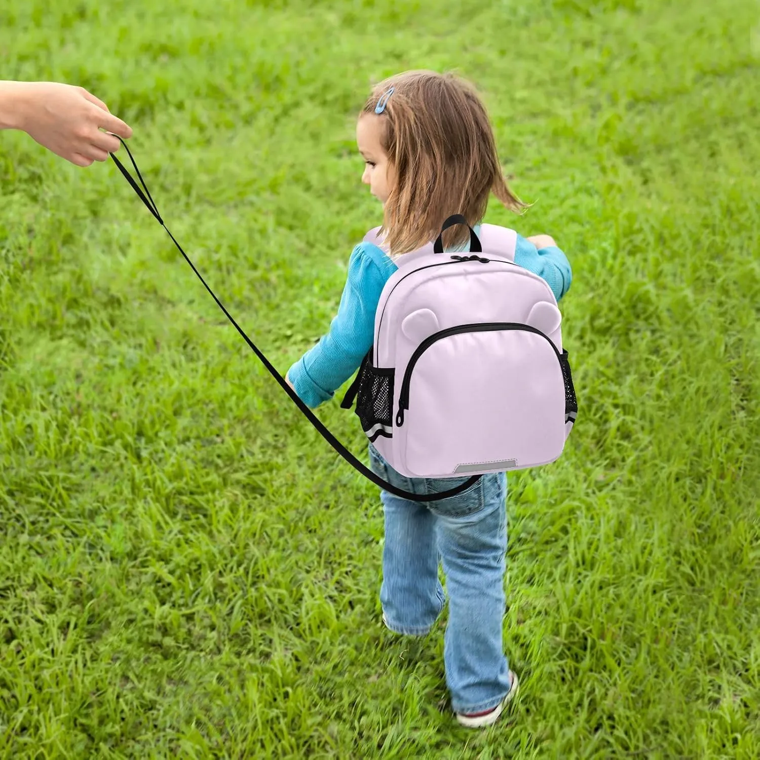 ODAWA Leash Backpacks with Reflective Strips, Pail Lilac Backpack with Leash for Toddler Boys 3-6 Years
