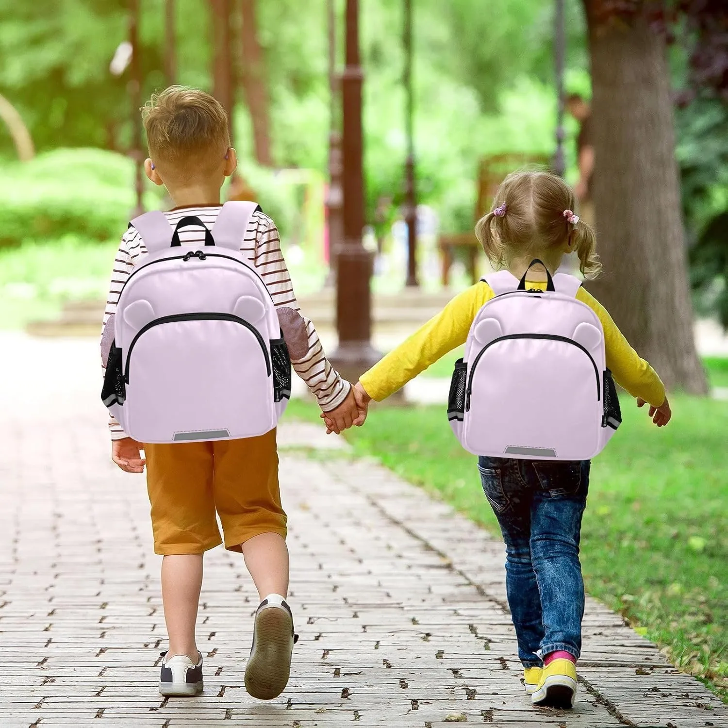 ODAWA Leash Backpacks with Reflective Strips, Pail Lilac Backpack with Leash for Toddler Boys 3-6 Years