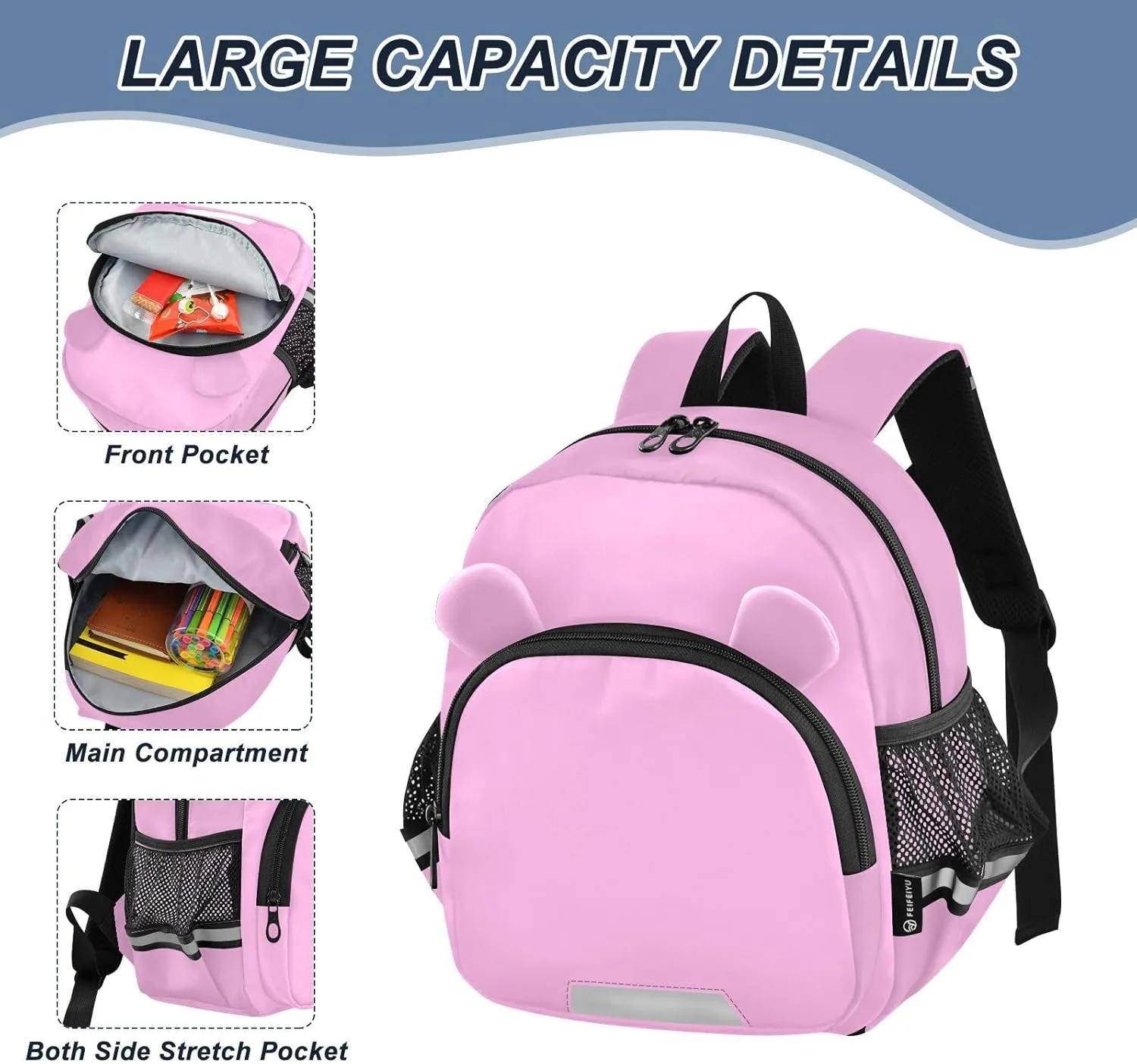 ODAWA Toddler Leash Backpacks, Pearl Pink Kids Travel Backpack for Airplane 3-6 Years