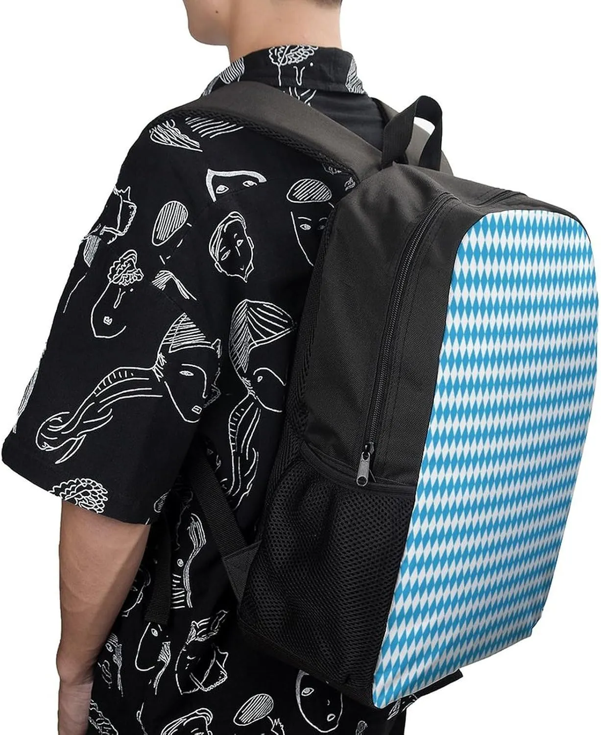 Oktoberfest Bavarian Blue And White Backpack Lightweight Waterproof Backpacks Laptop Backpack for Unisex Casual Travel Daypacks Large Capacity