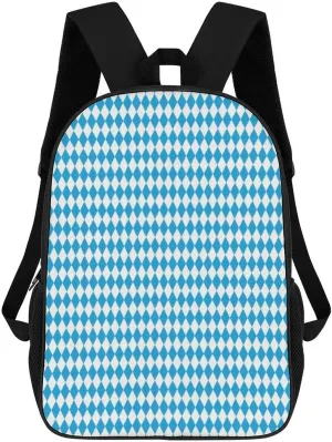Oktoberfest Bavarian Blue And White Backpack Lightweight Waterproof Backpacks Laptop Backpack for Unisex Casual Travel Daypacks Large Capacity