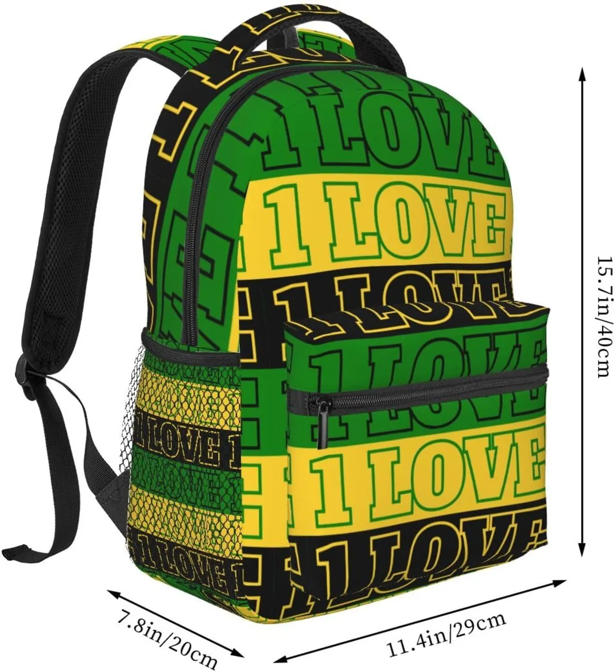 One Loves Jamaican Rasta Reggae Casual Backpacks Sport Backpack Travel Rucksack Canvas Daypack Workout Bags with Pockets for Gym Working Hiking