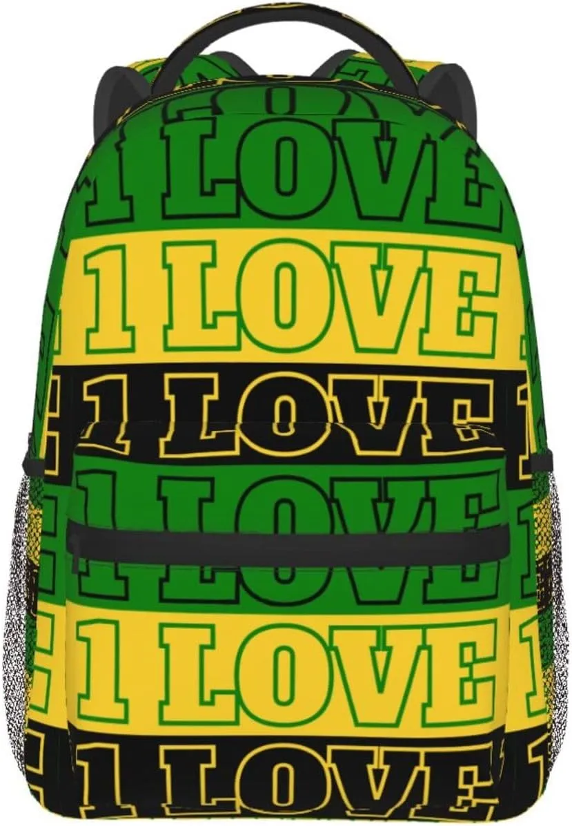 One Loves Jamaican Rasta Reggae Casual Backpacks Sport Backpack Travel Rucksack Canvas Daypack Workout Bags with Pockets for Gym Working Hiking
