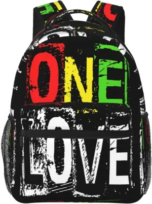 One Loves Jamaican Rasta Reggae Casual Backpacks Sport Backpack Travel Rucksack Canvas Daypack Workout Bags with Pockets for Gym Working Hiking