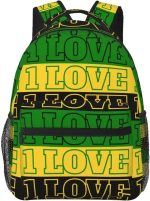 One Loves Jamaican Rasta Reggae Casual Backpacks Sport Backpack Travel Rucksack Canvas Daypack Workout Bags with Pockets for Gym Working Hiking