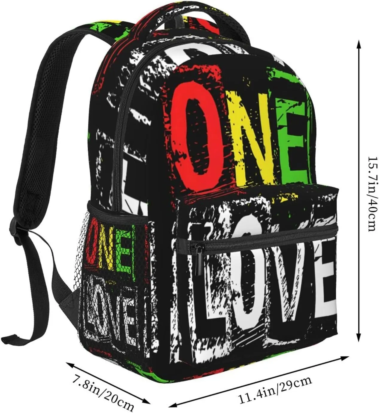 One Loves Jamaican Rasta Reggae Casual Backpacks Sport Backpack Travel Rucksack Canvas Daypack Workout Bags with Pockets for Gym Working Hiking
