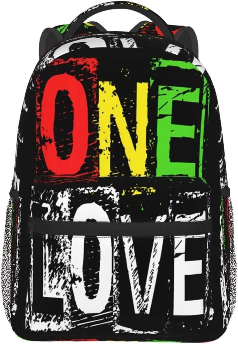 One Loves Jamaican Rasta Reggae Casual Backpacks Sport Backpack Travel Rucksack Canvas Daypack Workout Bags with Pockets for Gym Working Hiking