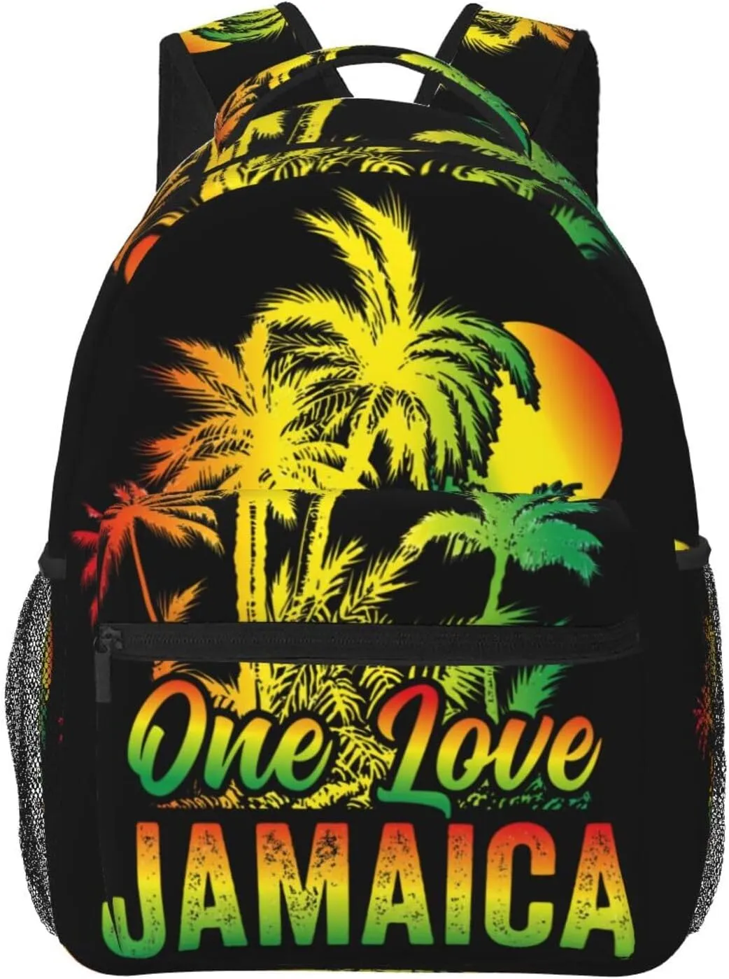 One Loves Jamaican Rasta Reggae Palm Trees Casual Backpacks Sport Backpack Travel Rucksack Canvas Daypack Workout Bags with Pockets for Gym Working Hiking