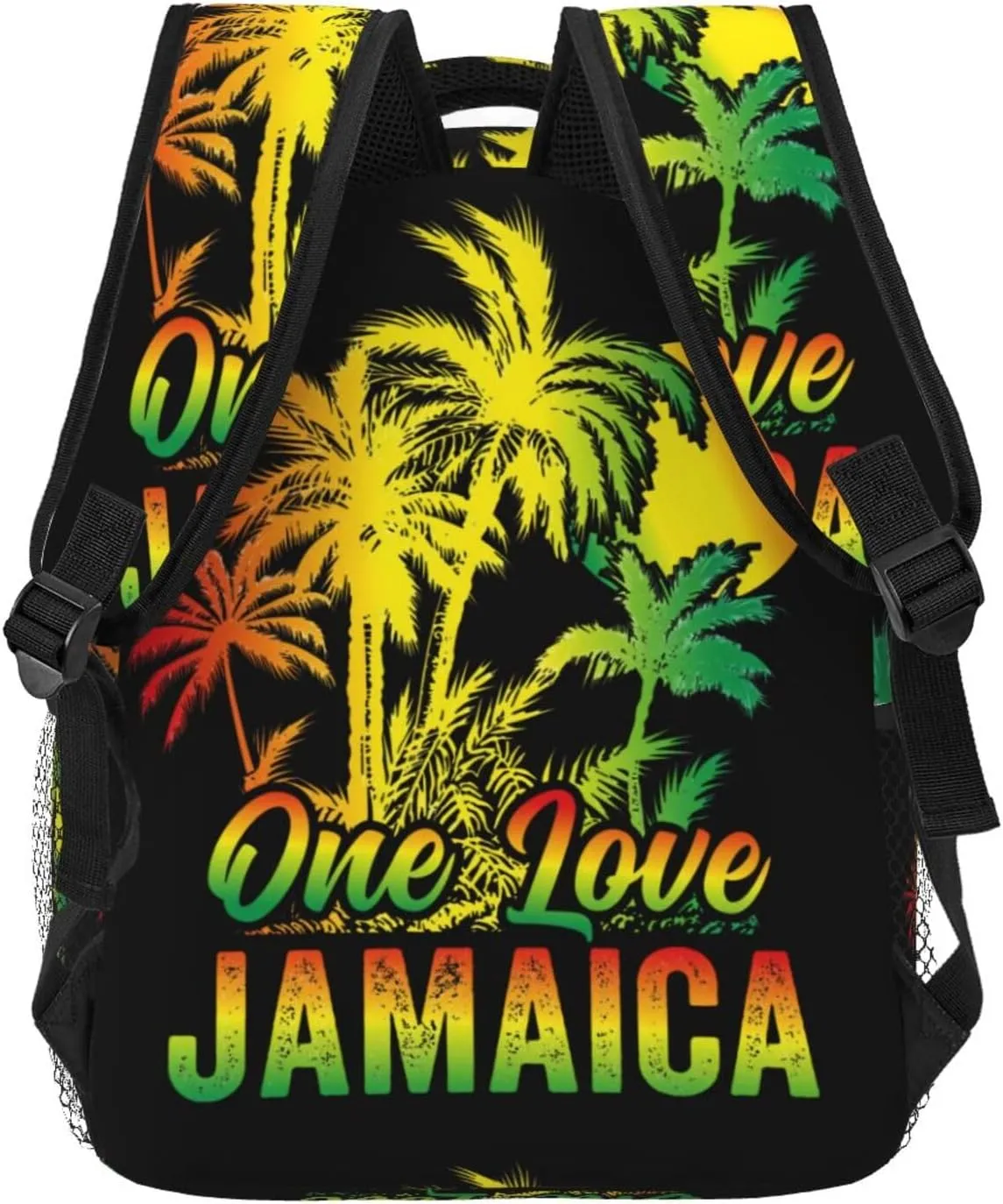 One Loves Jamaican Rasta Reggae Palm Trees Casual Backpacks Sport Backpack Travel Rucksack Canvas Daypack Workout Bags with Pockets for Gym Working Hiking